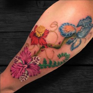 Surrealism Color Flower Tattoo